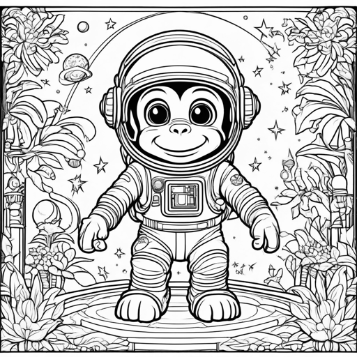 Astronauts coloring page, level 3 Detailed