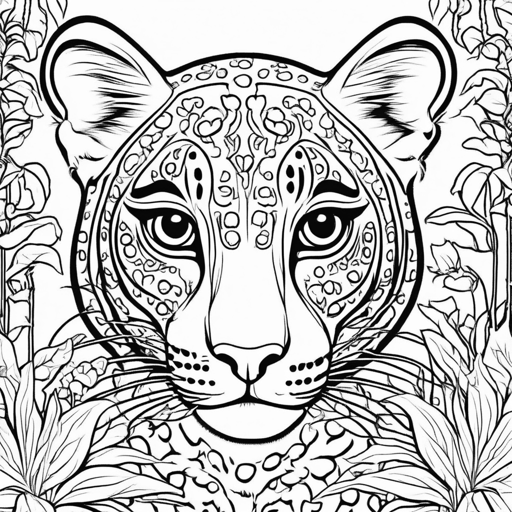Big Cats coloring page, level 3 Detailed