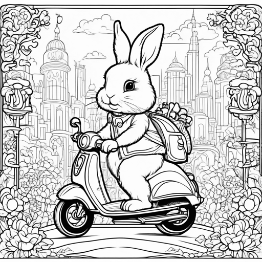 Bunnies coloring page, level 3 Detailed