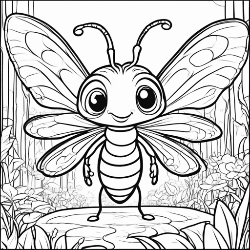 Butterflies & Bugs coloring page, level 2 Fun