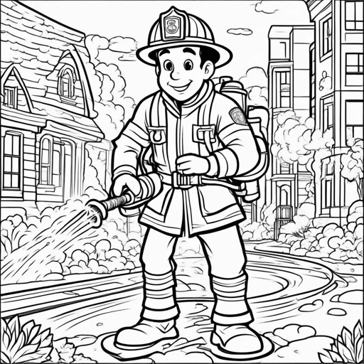 Firefighters coloring page, level 2 Fun