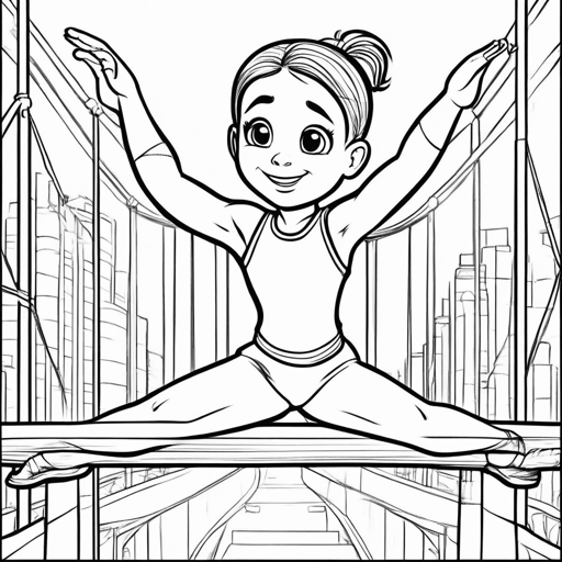 Gymnastics coloring page, level 2 Fun