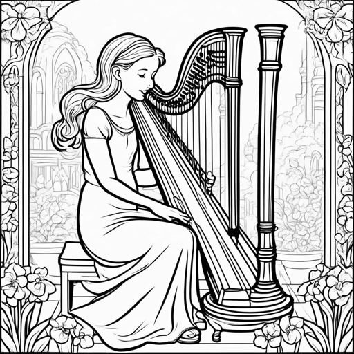 Instruments coloring page, level 2 Fun
