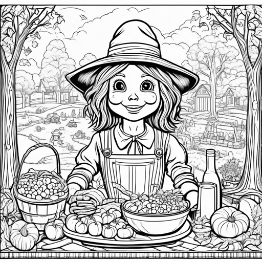 Pumpkins & Harvest coloring page, level 3 Detailed