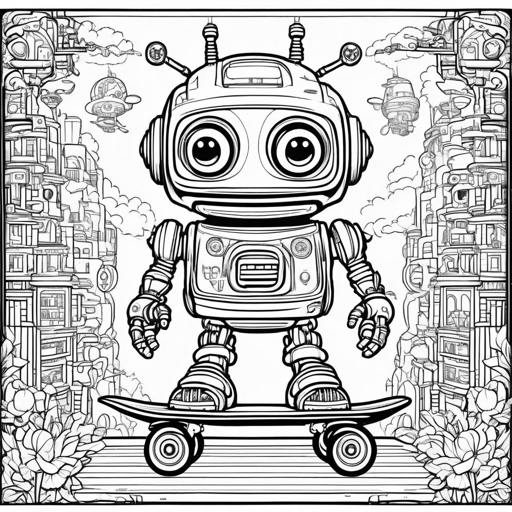 Robots coloring page, level 3 Detailed