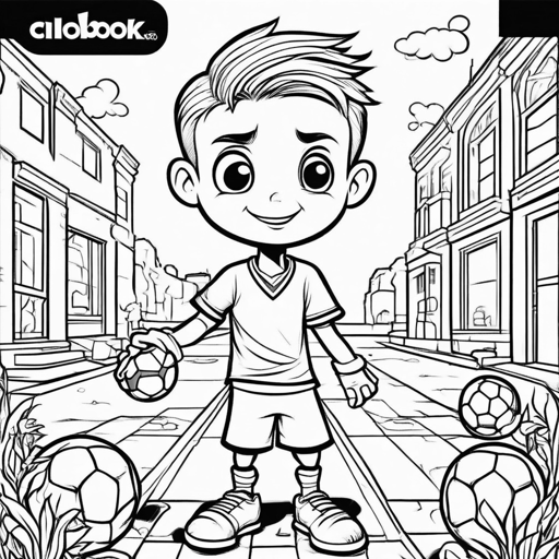 Soccer coloring page, level 2 Fun