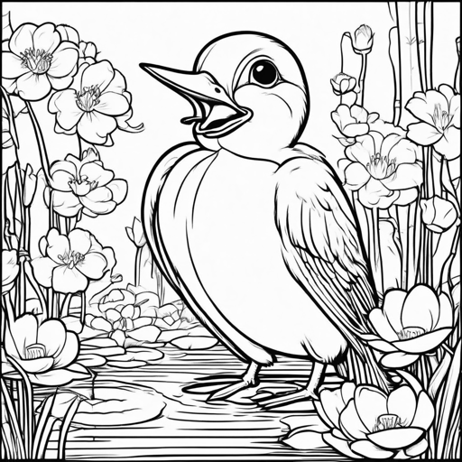 Spring Blossoms coloring page, level 2 Fun