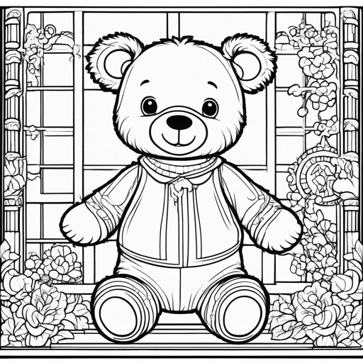Teddy Bears coloring page, level 3 Detailed