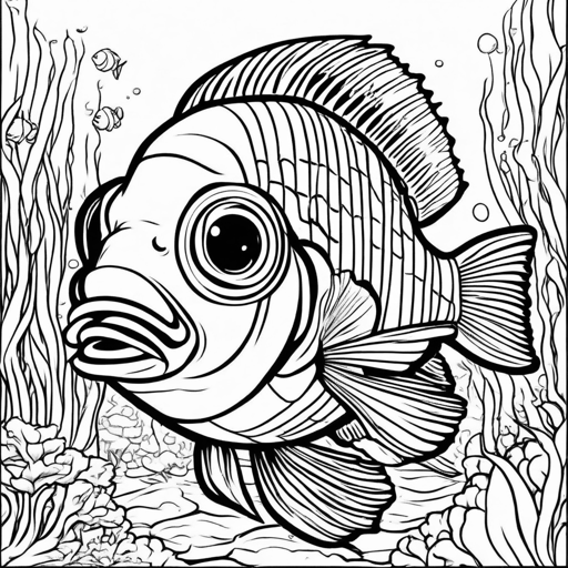 Tropical Fish coloring page, level 2 Fun