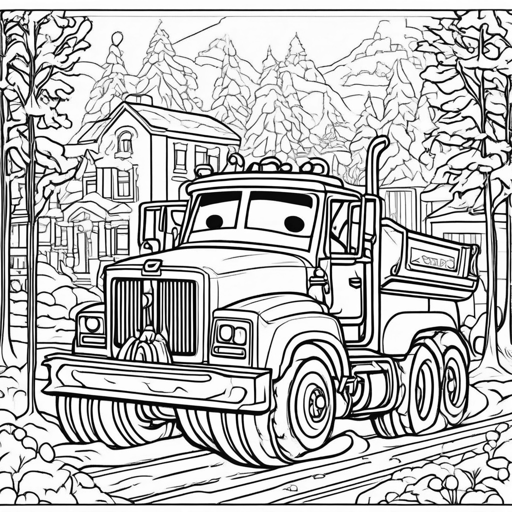 Trucks & Diggers coloring page, level 3 Detailed